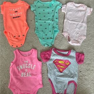 Carter's Pink and Gray Bodysuits Soft Cotton One Pieces